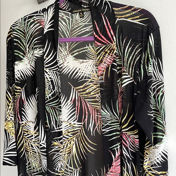 Tropical Black and White Palm Leaf Swim Coverup - Picture 8 of 8